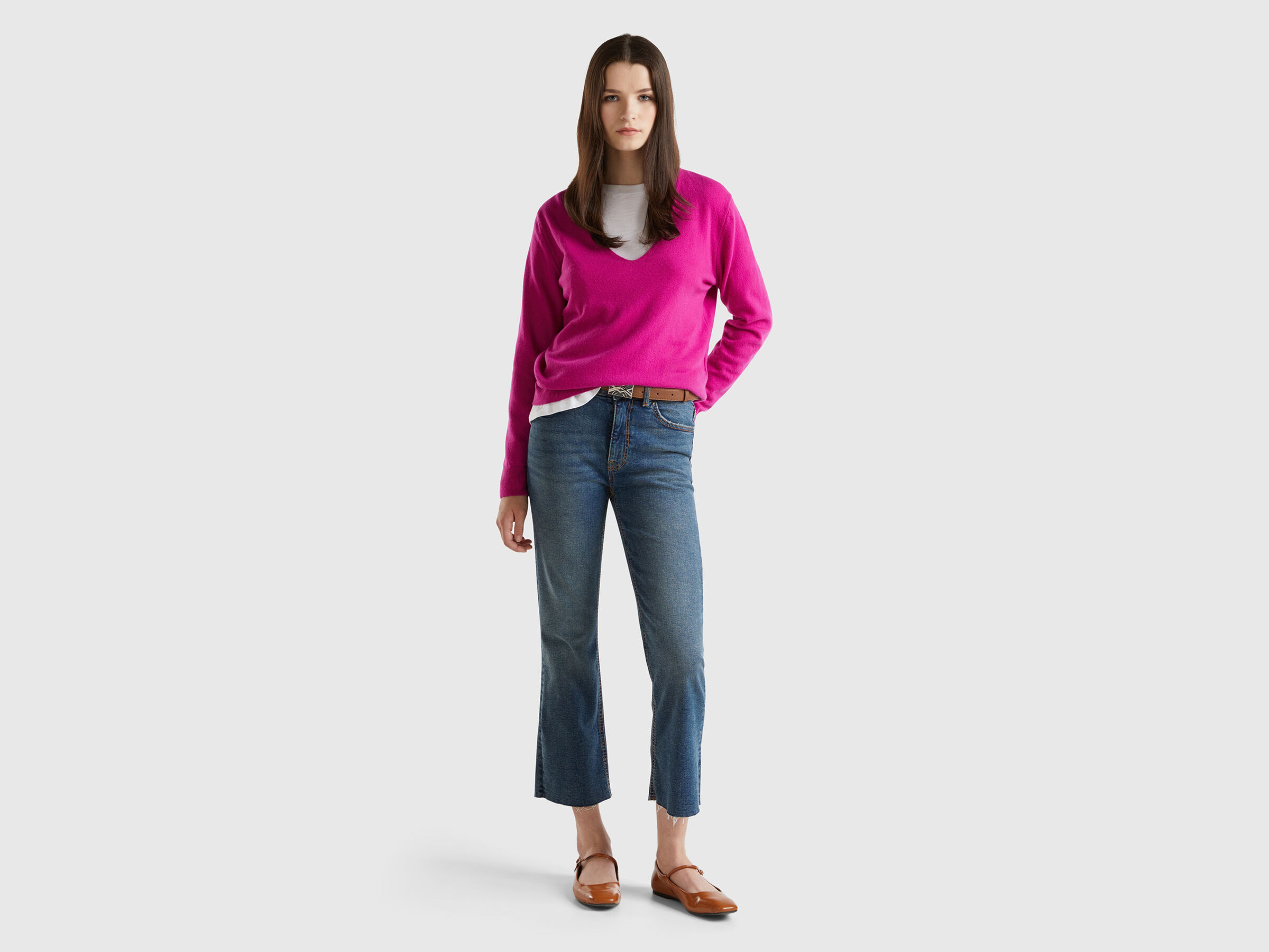 V NECK SWEATER L/S Mujer image number 3